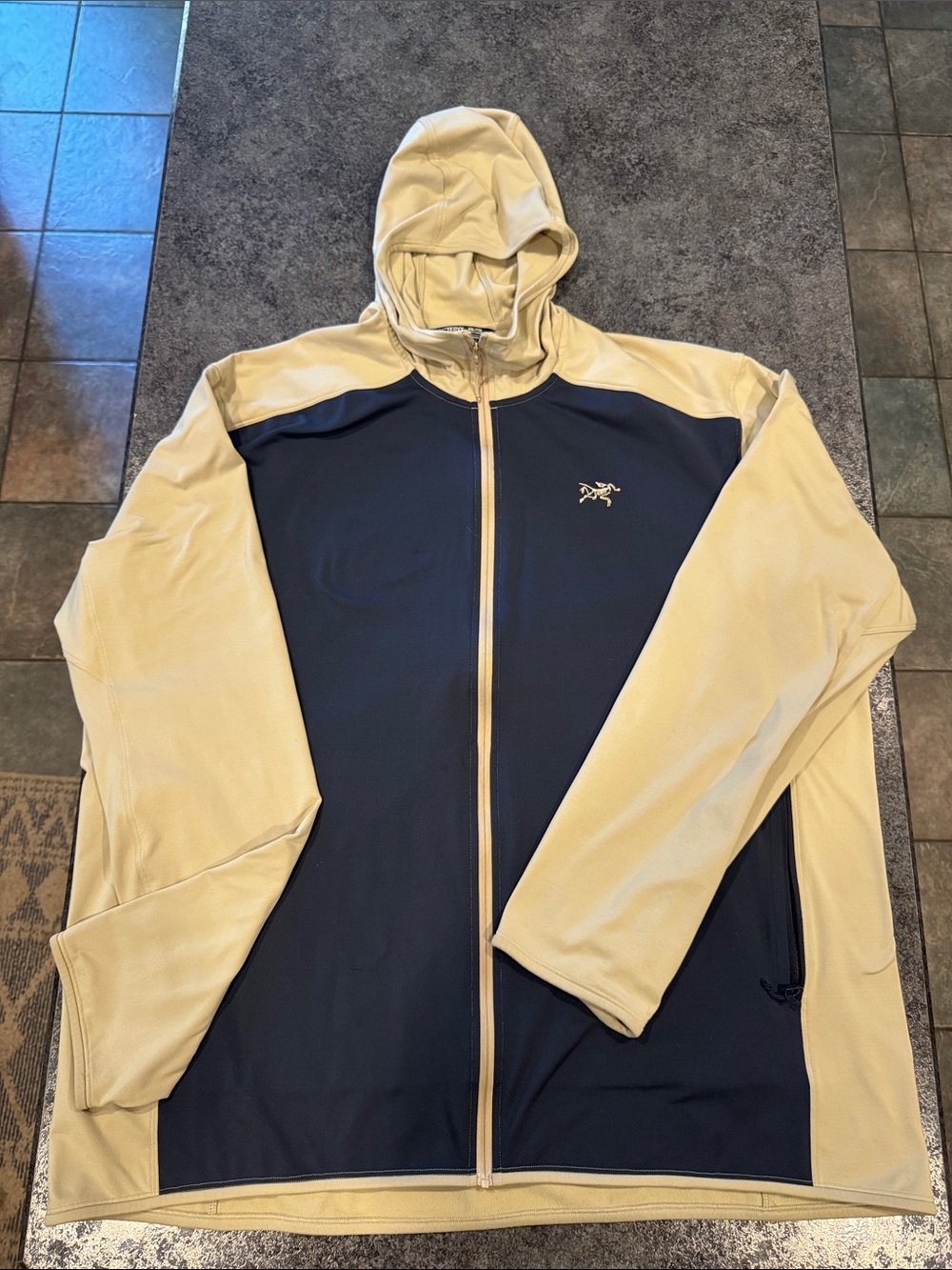 Arc'teryx Two-Tone Lightweight Front zip Hoodie  — Navy & Beige